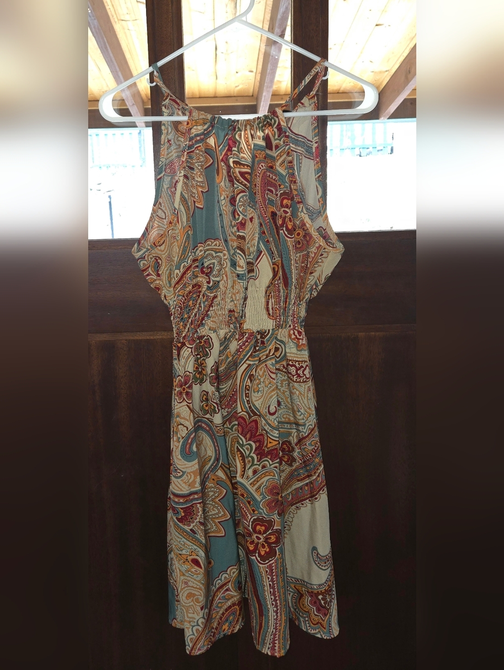 SHEIN Paisley Print Mini Dress in Teal, Cream, Rust